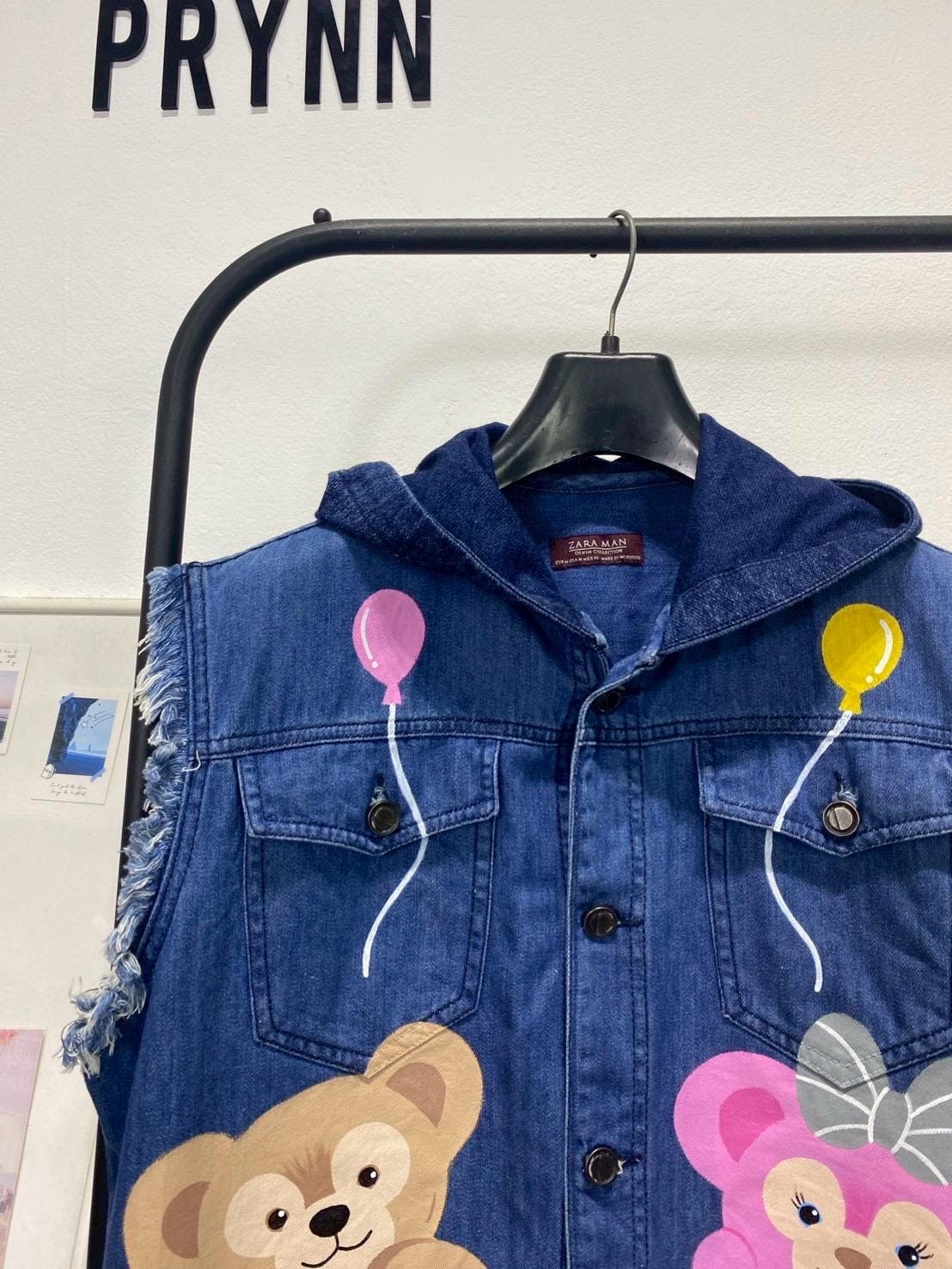 Reworked Jeans Hand Painted : Beary Bally