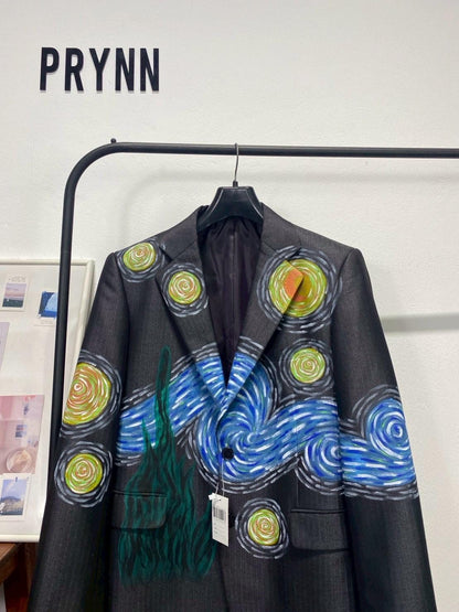Reworked Blazer Hand Painted : Starry Night