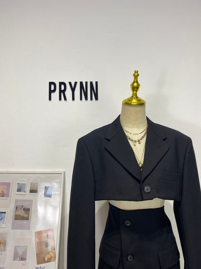 Reworked long sleeve blazer set, cropped blazer set skirt.