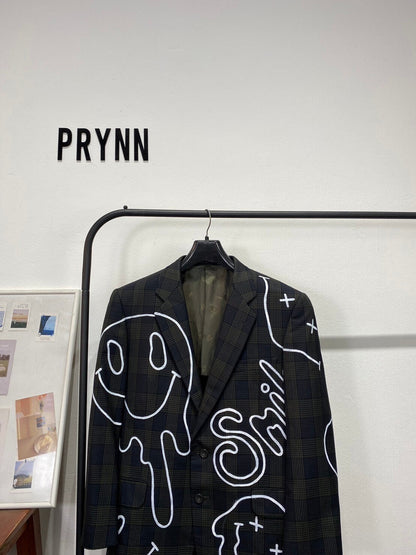Reworked Blazer Hand Painted : Smiley