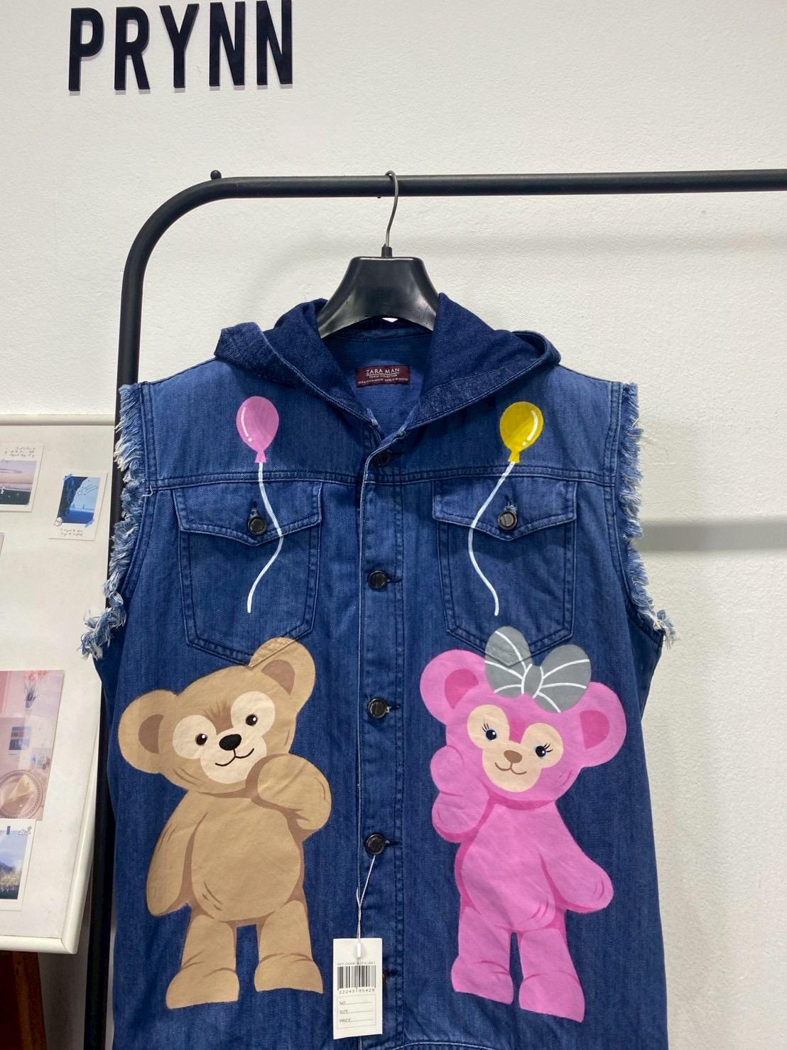 Reworked Jeans Hand Painted : Beary Bally