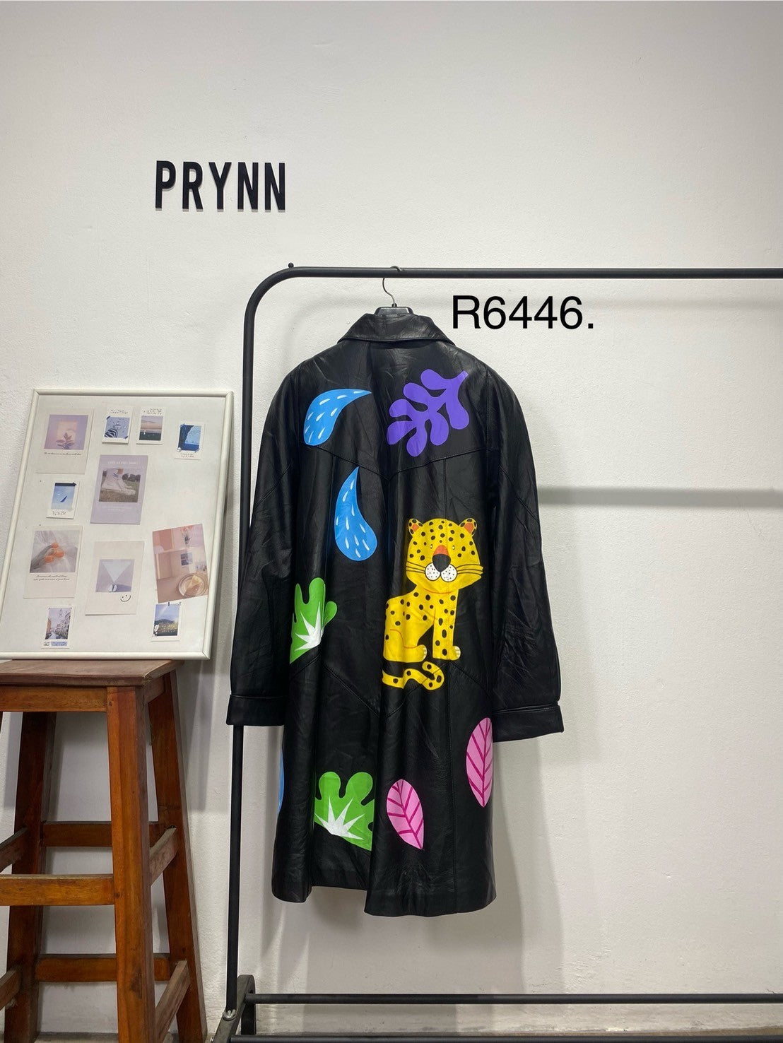 Black leather painted tiger