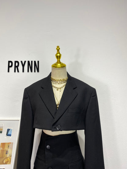 Reworked long sleeve blazer set, cropped blazer set skirt.