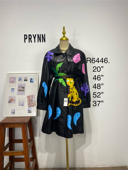 Black leather painted tiger