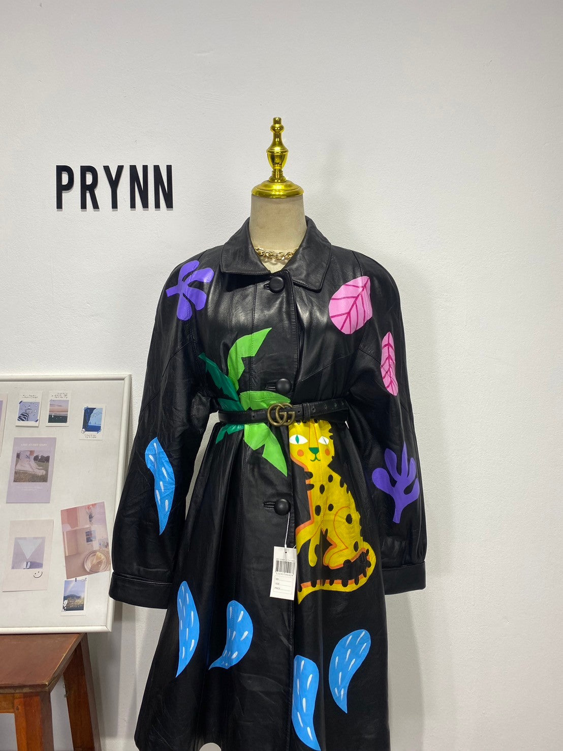 Black leather painted tiger