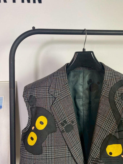 Reworked Blazer (Crop Vest) Hand Painted : Cats