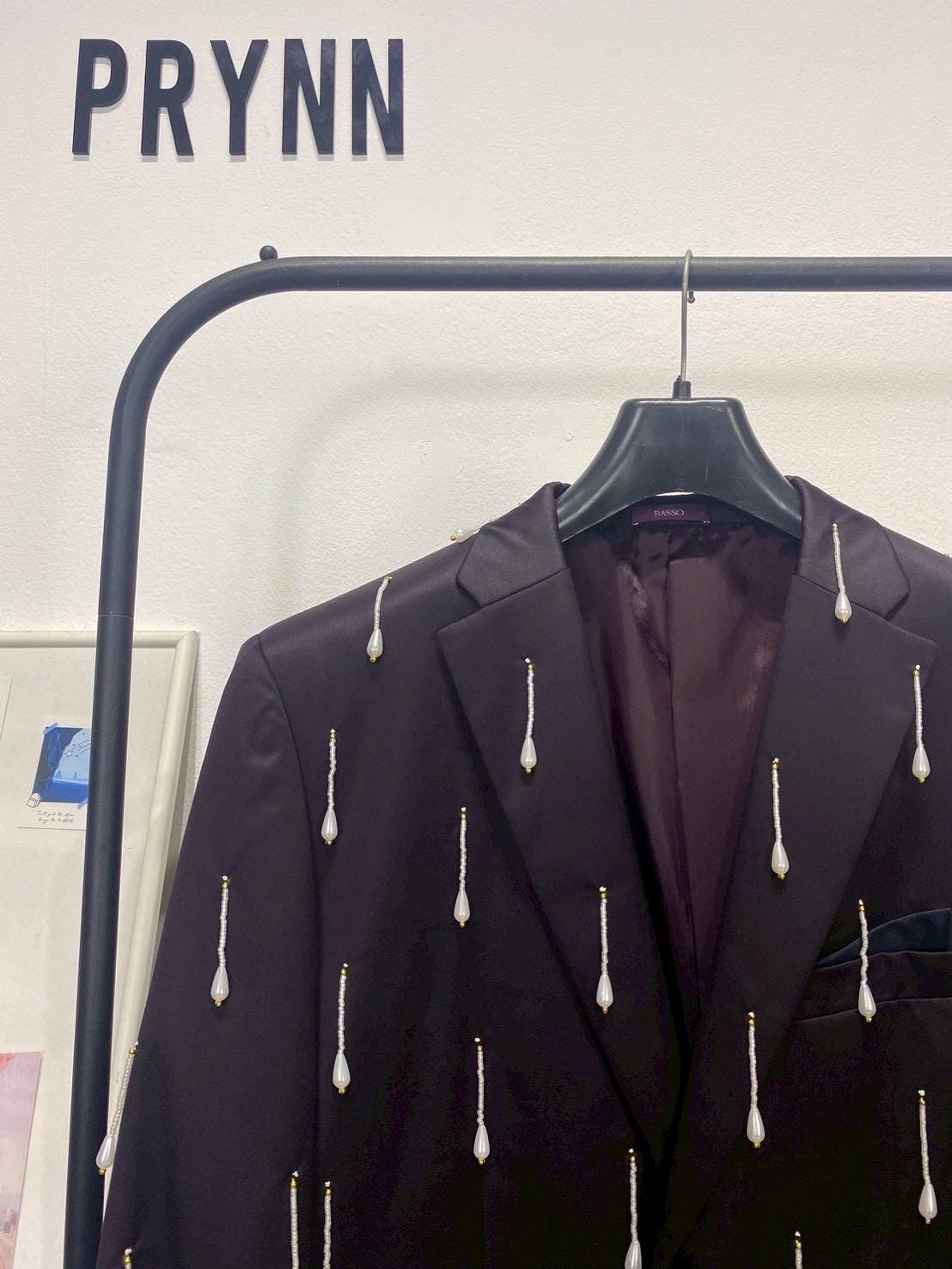 Reworked Blazer Hand Embroidered : Pearly Drop