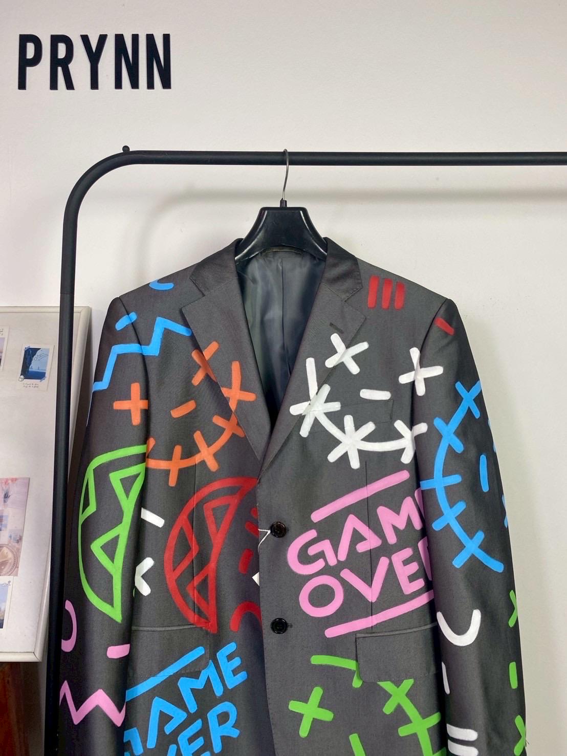 Reworked Blazer Hand Painted : Game Over