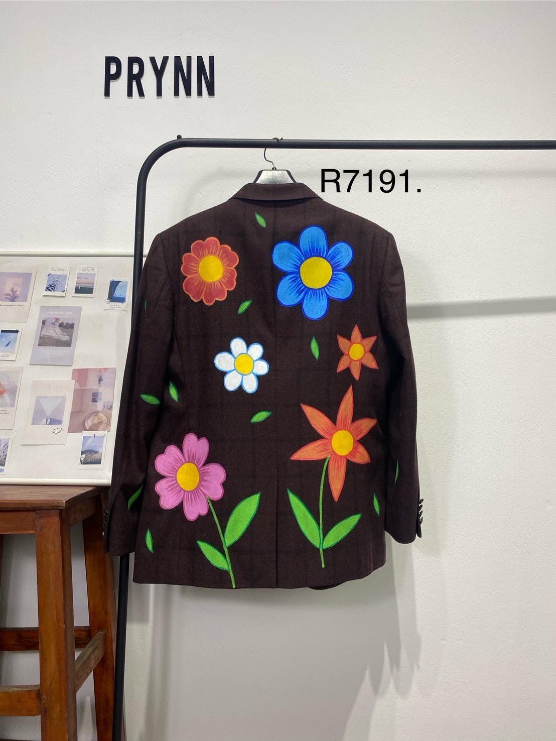 Reworked Blazer Hand Painted : Plenty Flowery