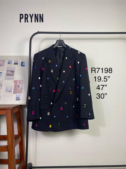 Reworked Blazer Hand Embroidered : Crystal