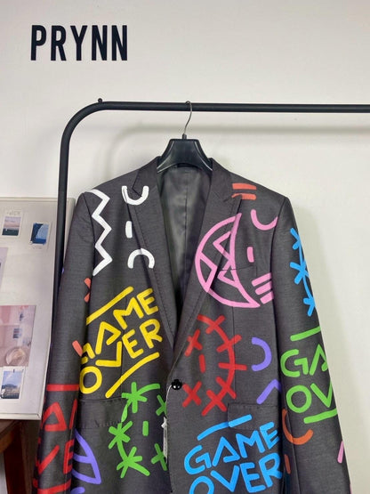 Reworked Blazer Hand Painted : Game Over