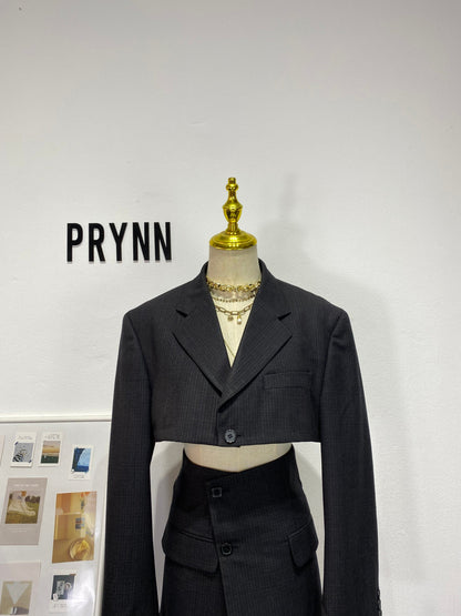 Reworked long sleeve blazer set, cropped blazer set skirt.