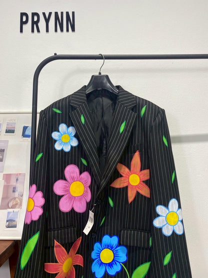 Reworked Blazer Hand Painted : Plenty Flowery