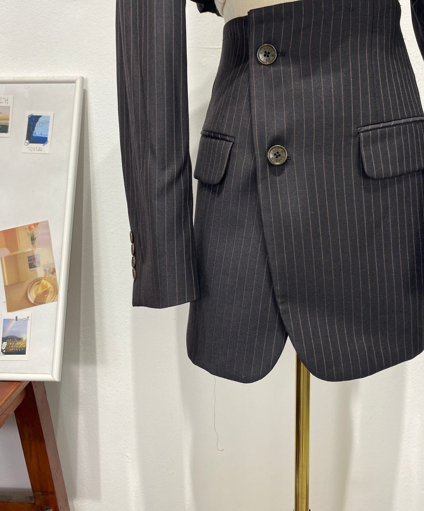 Reworked long sleeve blazer set, cropped blazer set skirt.