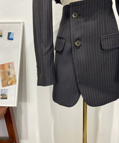 Reworked long sleeve blazer set, cropped blazer set skirt.