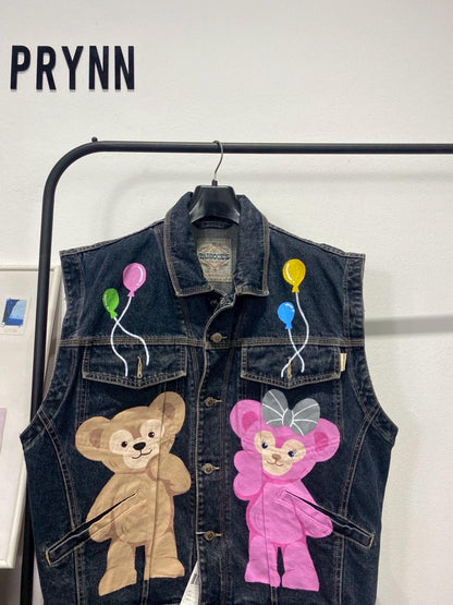 Reworked Jeans Hand Painted : Beary Bally