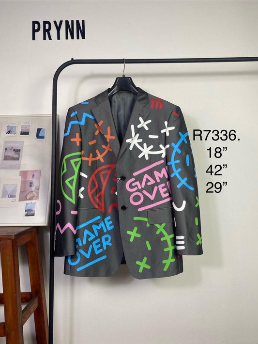Reworked Blazer Hand Painted : Game Over