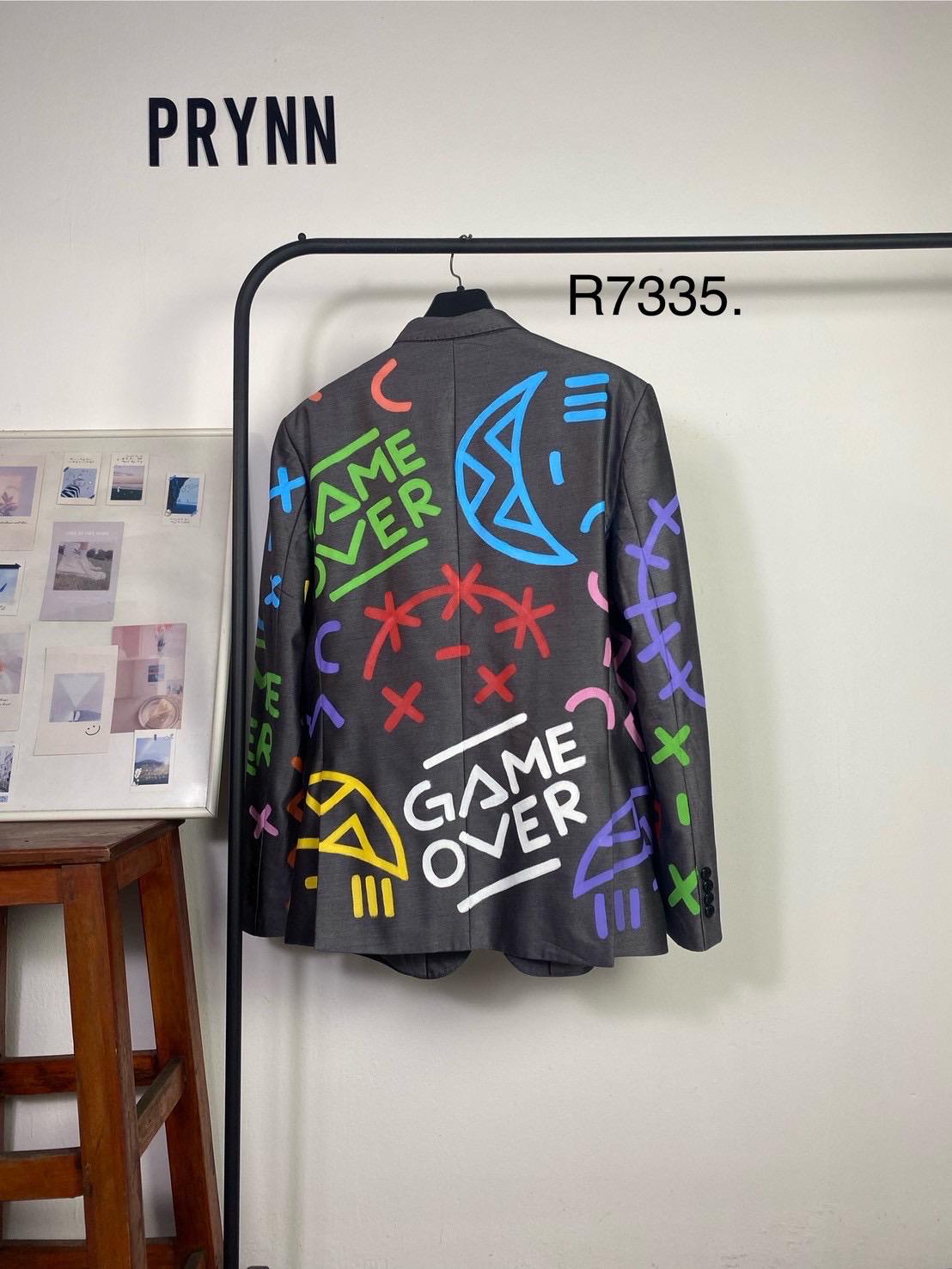 Reworked Blazer Hand Painted : Game Over