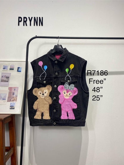 Reworked Jeans Hand Painted : Beary Bally