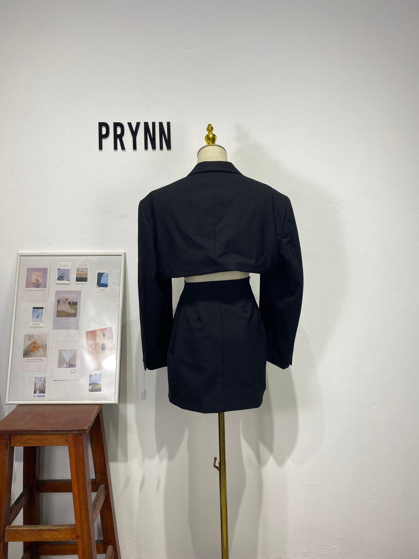 Reworked long sleeve blazer set, cropped blazer set skirt.