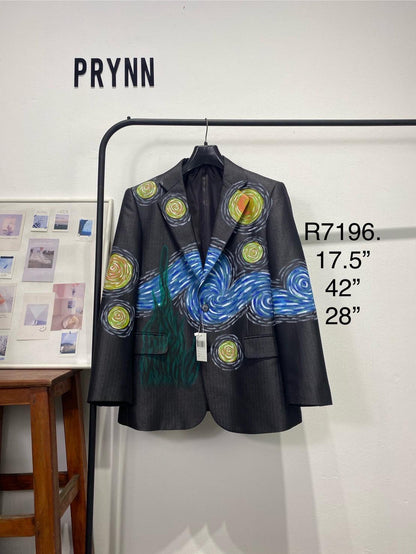 Reworked Blazer Hand Painted : Starry Night
