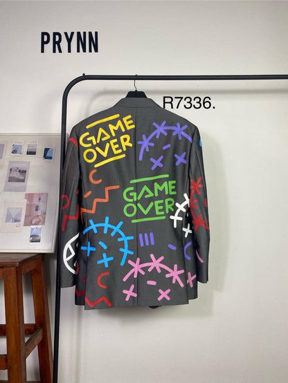 Reworked Blazer Hand Painted : Game Over