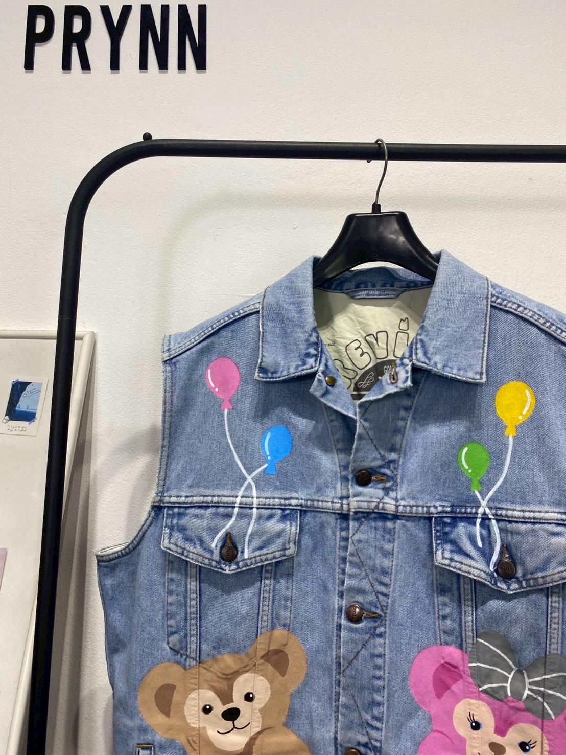 Reworked Jeans Hand Painted : Beary Bally