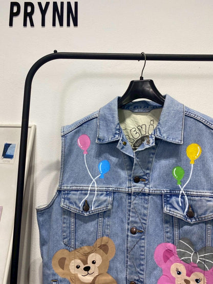 Reworked Jeans Hand Painted : Beary Bally