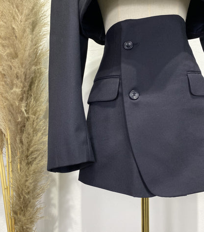 Reworked long sleeve blazer set, cropped blazer set skirt.