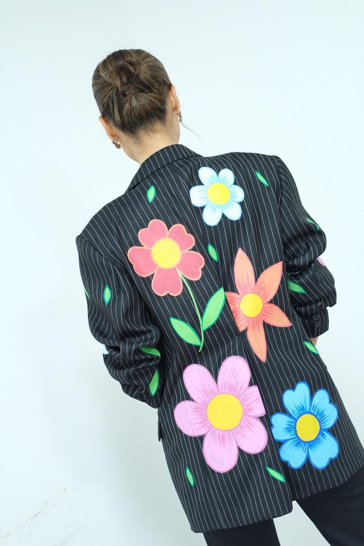 Reworked Blazer Hand Painted : Plenty Flowery