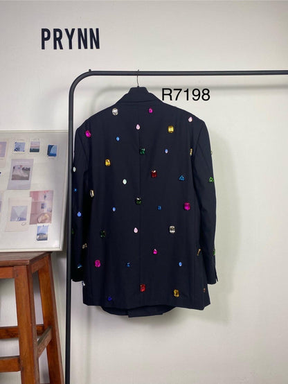Reworked Blazer Hand Embroidered : Crystal