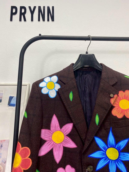 Reworked Blazer Hand Painted : Plenty Flowery