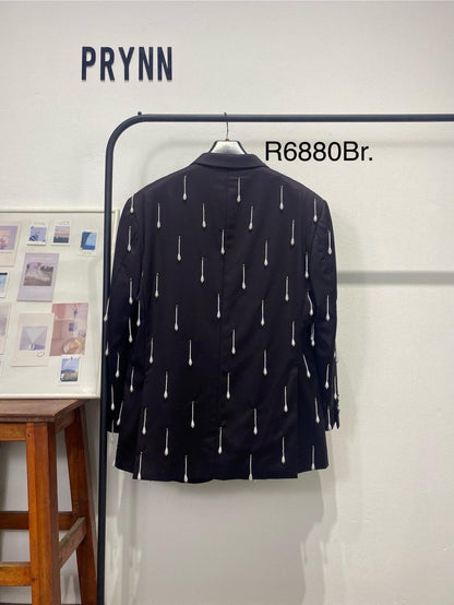 Reworked Blazer Hand Embroidered : Pearly Drop