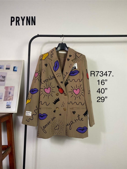 Reworked Blazer Hand Painted