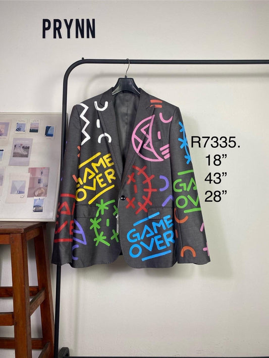 Reworked Blazer Hand Painted : Game Over