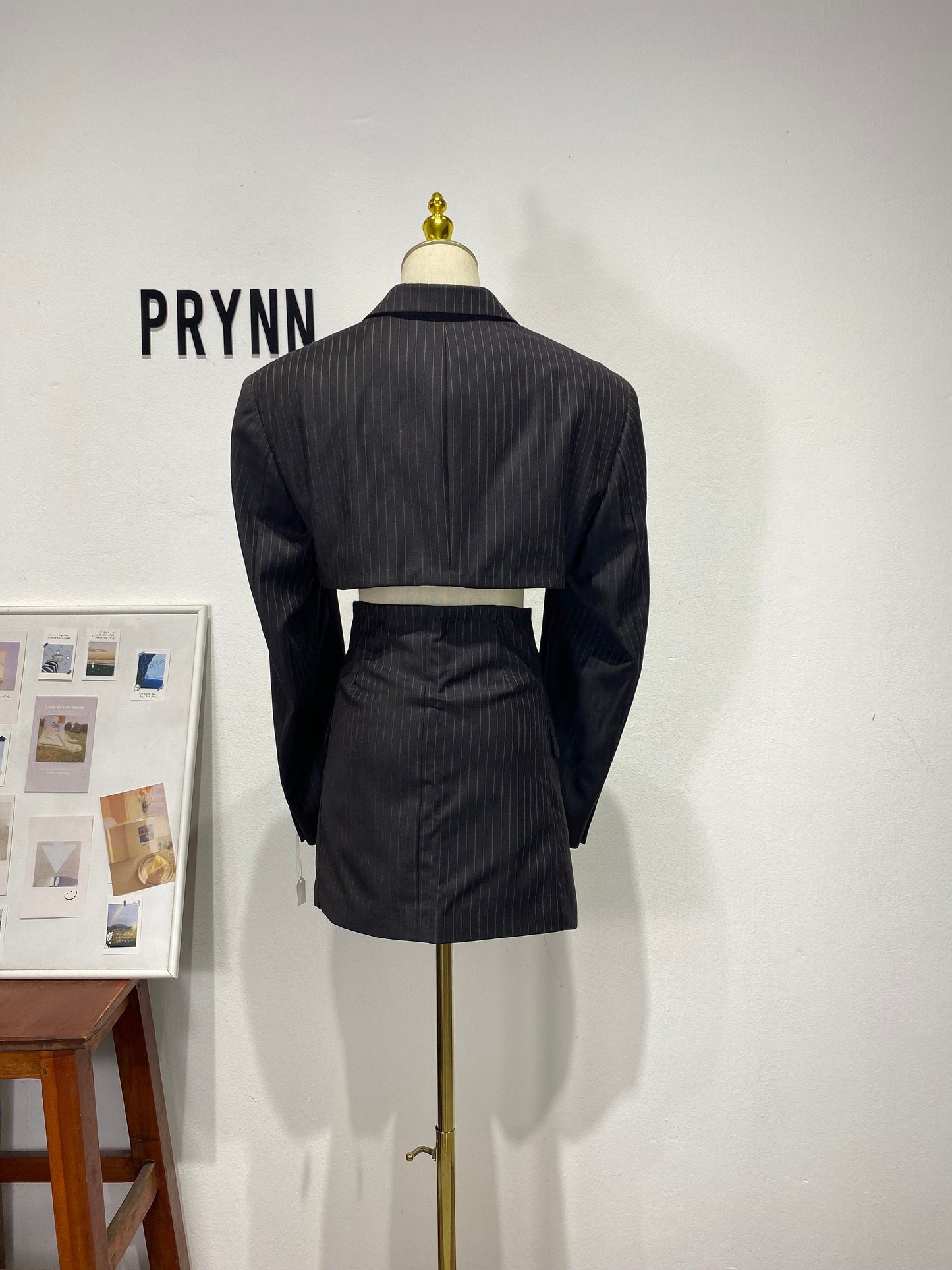 Reworked long sleeve blazer set, cropped blazer set skirt.