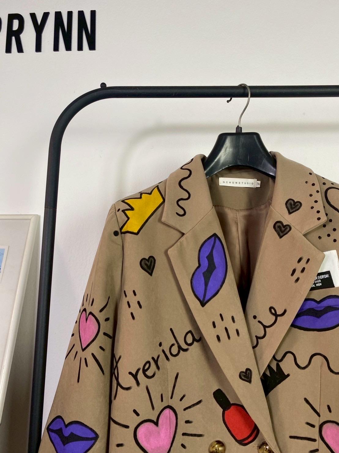 Reworked Blazer Hand Painted