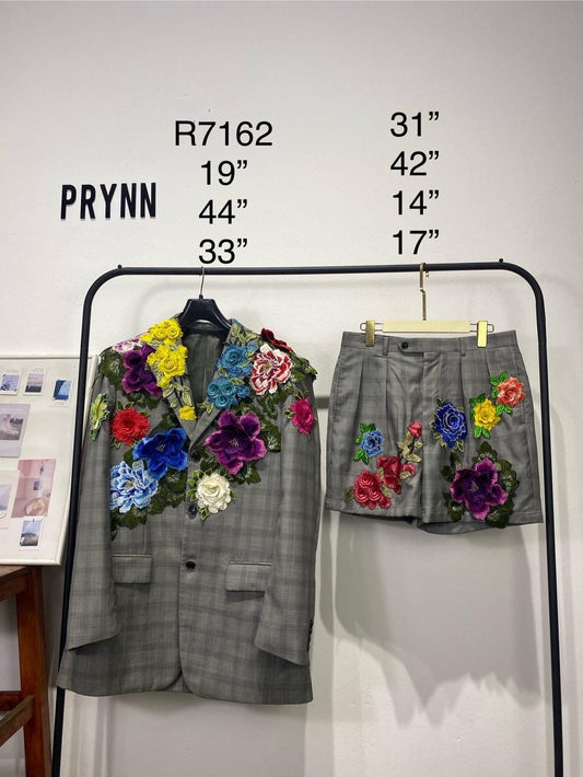 Reworked Blazer and Short Pants Hand Sewed : Jadin Floral